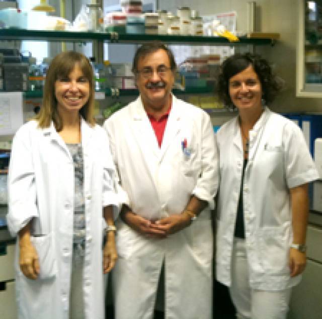 La Dra. Coll, el Dr. Bach i Judit Macies, estudiant de 3er cicle del IBC.