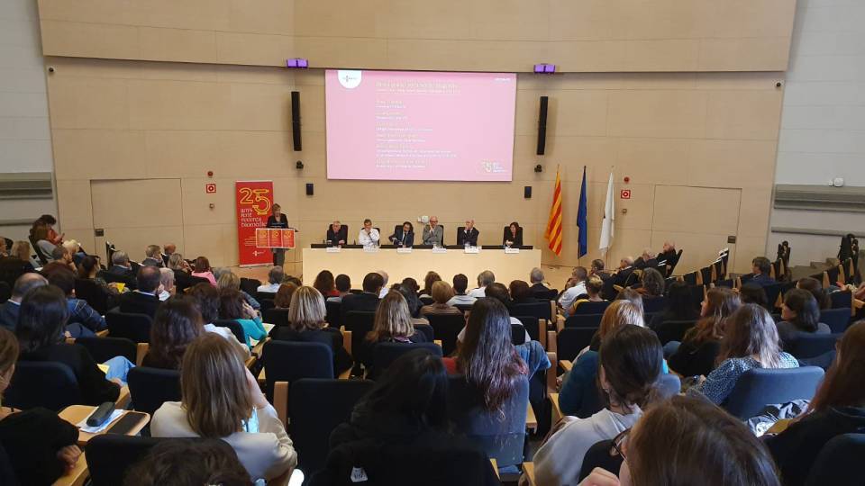 Celebració del 25è aniversari de l'IDIBAPS al Paranimf de la Facultat de Medicina i Ciències de la Salut de la UB.