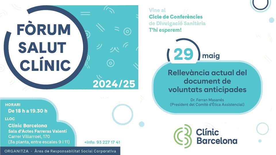 Fòrum Salut Clínic: Rellevància actual del document de voluntats anticipades