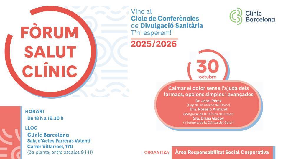 Fòrum Salut Clínic: Calmar el dolor sense l'ajuda dels fàrmacs, opcions simples i avançades