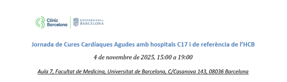 Jornada de Cures Cardíaques Agudes amb hospitals C17 i de referència de l’HCB