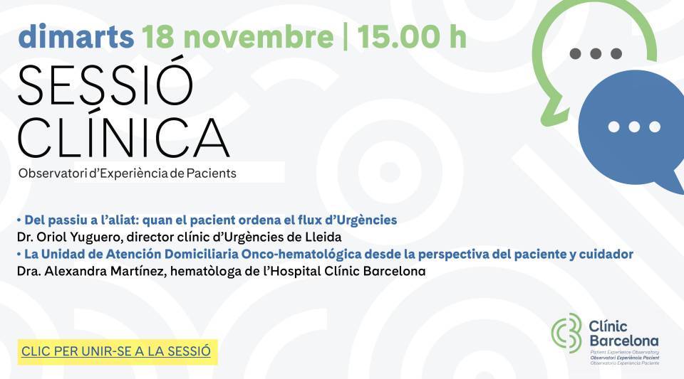 Sessió clínica Observatori Experiència de pacient | novembre 2025