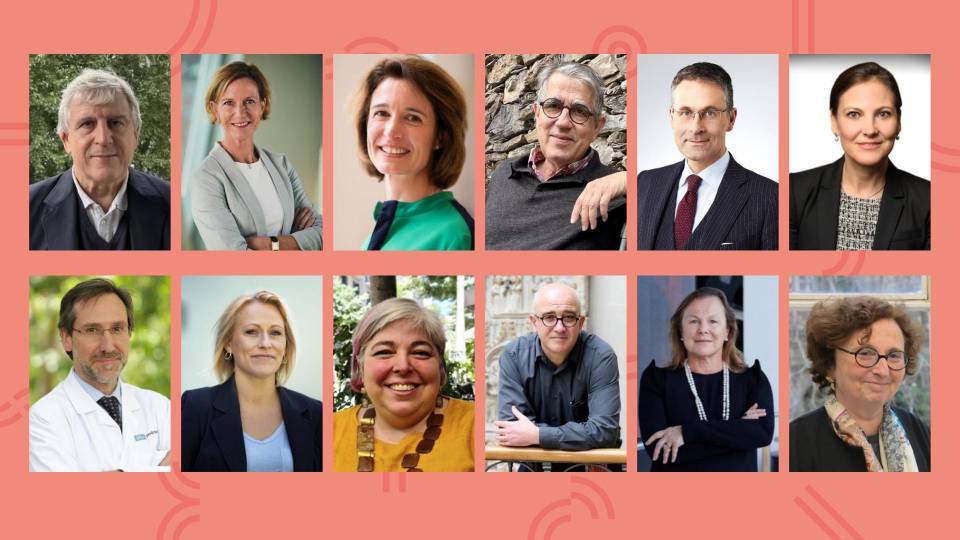 De izquierda a derecha y de arriba abajo: José López Barneo, Trine Bartholdy, Christine Durinx, Ramon Gomis, Andreas Meyer, Teresa Palomero, Antoni Ribas, Hester den Ruijter, Elisenda de la Torre, Antonio Vidal, Fiona Wood y Jessica Zucman.