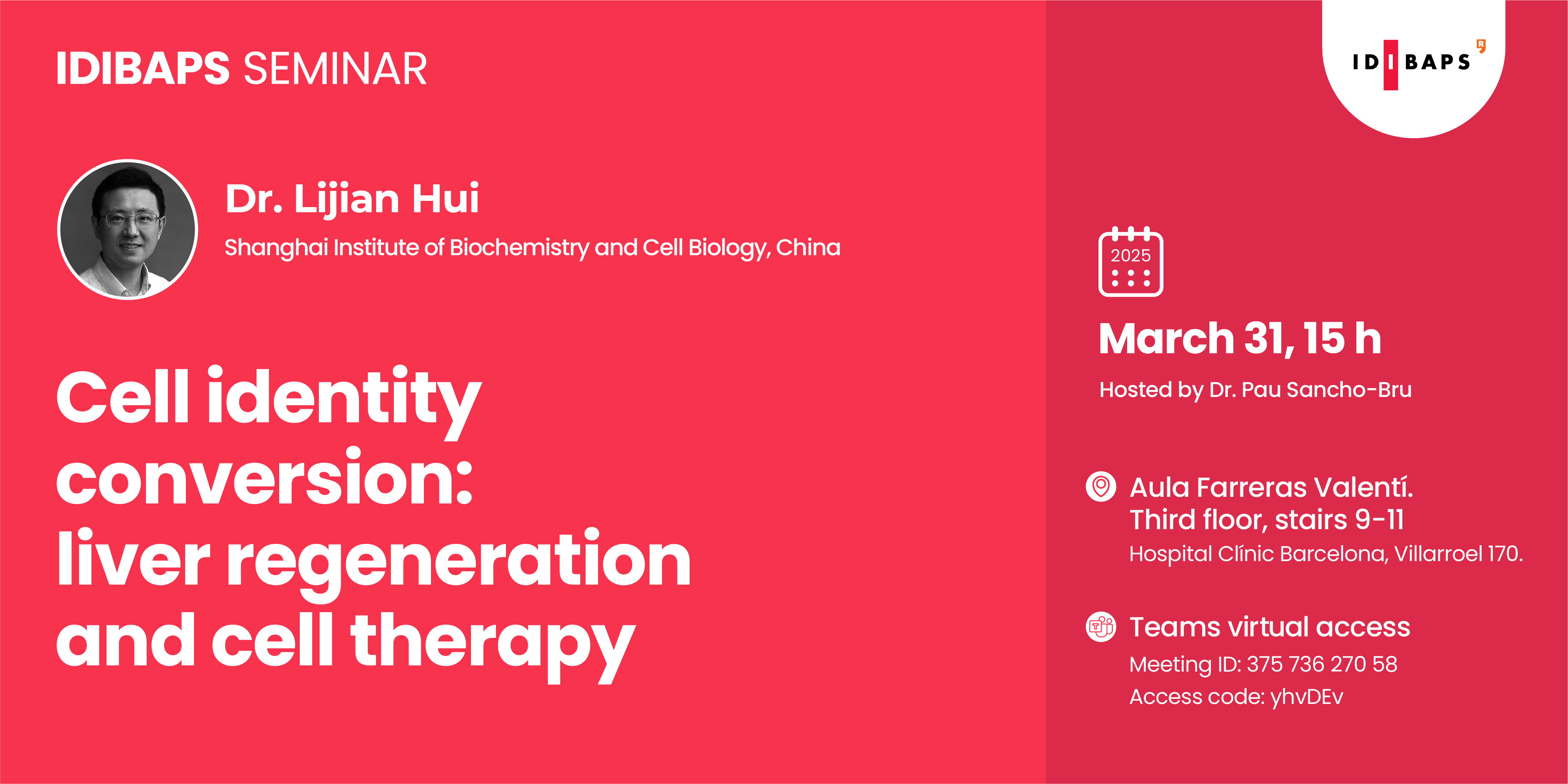 IDIBAPS SEMINAR: Cell identity conversion: liver regeneration and cell ...