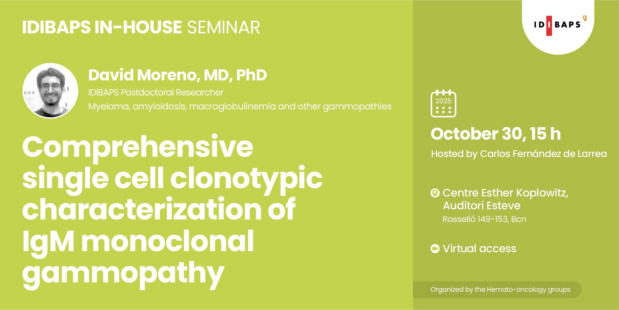IDIBAPS IN-HOUSE SEMINAR: Comprehensive single cell clonotypic ...