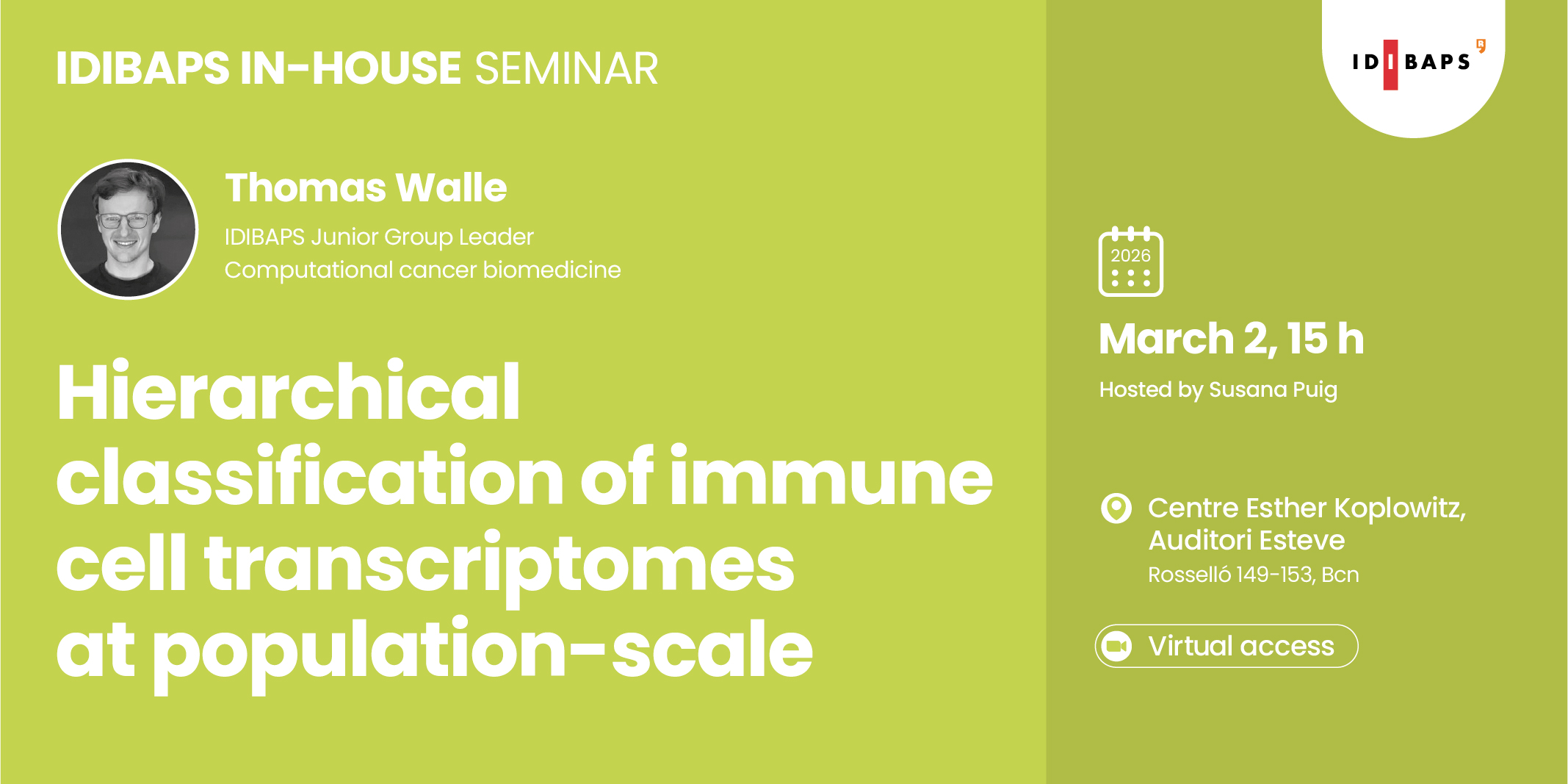 IDIBAPS IN-HOUSE SEMINAR: Hierarchical classification of immune cell ...